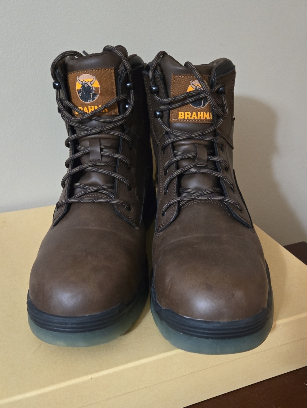Brahma Men's Steel Toe Dark Brown Leather Work Boots Like New Size 13